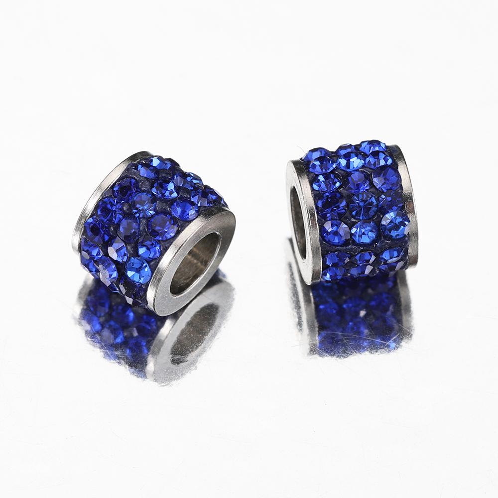 10pcs Mix Colorful Rhinestone Beads Stainless Steel Crystal Spacer Loose Beads Charms for Jewelry Making DIY Bracelet Necklace