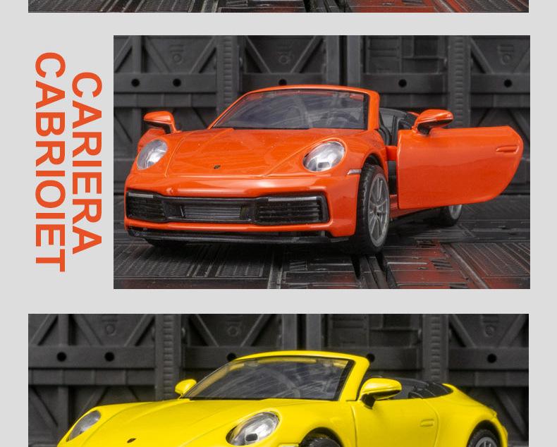 Caipo 88706 911 Carrera Alloy Toy Car with Sound, Light & Pull-back Function