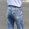 Women's High Rise Drawstring Denim Jogger Pants Stretch Cropped Jeans Casual Ankle Length Trousers