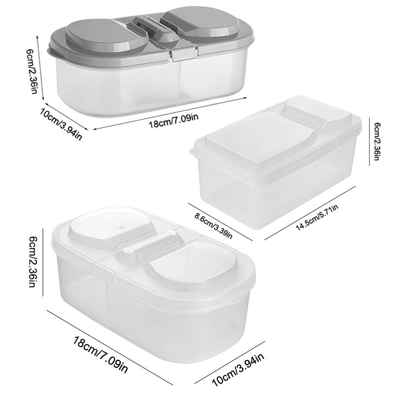 Tanque Selado Multifuncional de Plástico para Grãos Alimentícios de Cozinha com Tampa de Compartimento Duplo Caixa de Armazenamento Fresco para Geladeira de Cozinha