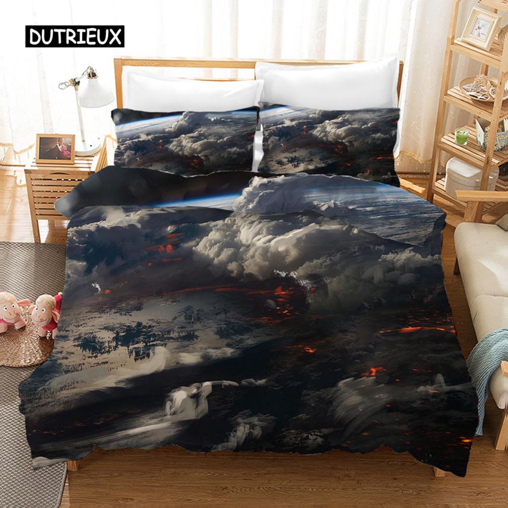 Starry Sky Duvet Cover Set Microfiber Outer Space Theme Comforter Cover Teens Boys Quilt Cover 3D Starry Sky Series Bedding Set