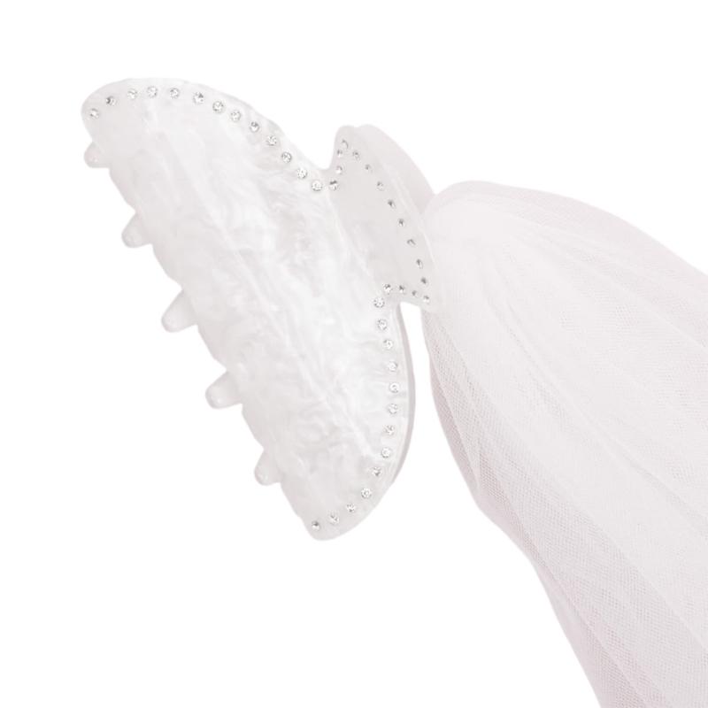 

Rhinestones Detachable Veil Hair Claw Clip Stylish Women Portable Hair Claw for Women Fashionable Accessory 1