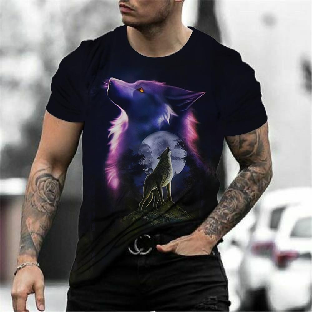Fashoin 3D Printed T-shirts For Men Pullover Oversized Wolf Graphic Men's T-shirt Sublimation Summer Men Cool Tee Streetwear