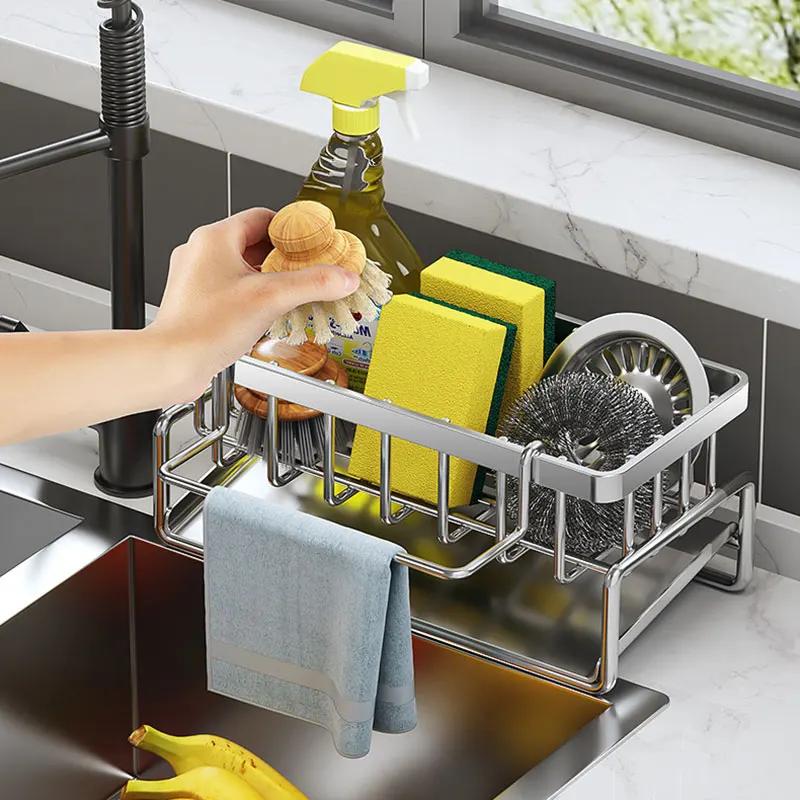 Kitchen Sponge Holder Home plastics Sink Drain Rack Soap Drainer Towel Rack Shelf Organizer bathroom Storage Accessories