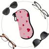 Pink Heart Pattern Soft Eyewear Pouch,Portable Sunglasses Case,Protective Glasses Bag,Lightweight Travel Accessory for Women Girls