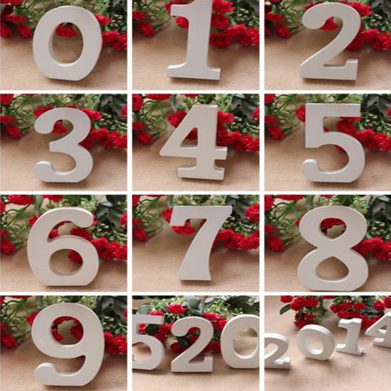 0–9 weiße Holzzahlen für Hochzeit, Party, Dekoration, Hotel, Heimdekoration, Foto-Requisiten