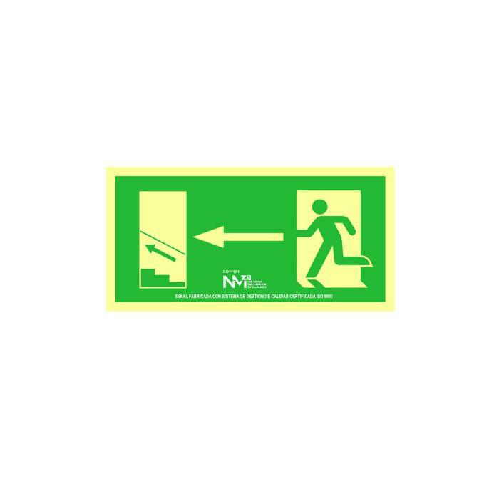 Enseigne Évacuation Escaliers Supérieur Gauche Pvc 0,7mm Classe B 32x16cm B11151 Normaluz
