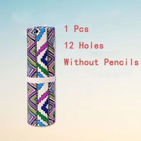 12/24/36/48/72 Hole Colorful Cloth Pencil Case Stationery Pencil Storage Bag Pencil roll School Student Supplies Paint Brush Bag