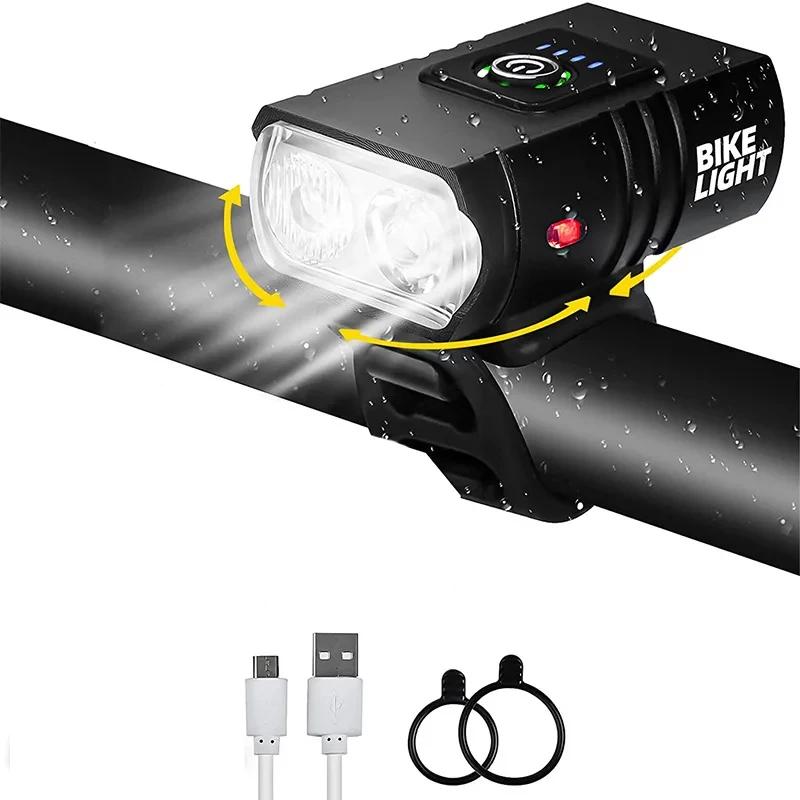 2 Luci LED T6 per Bici Ricarica TypeC Luci per Bicicletta Anteriori 6 Modalità Torcia MTB Faro per Bicicletta per Ciclismo Luce Anteriore per Bicicletta