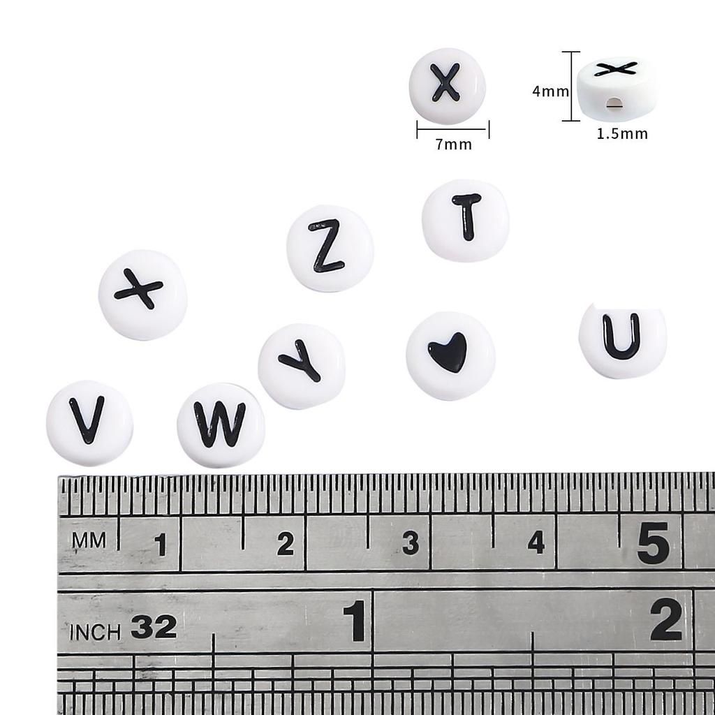 100Pcs Acrylic Letter Round Flat Beads DIY Jewelry Making Accessories