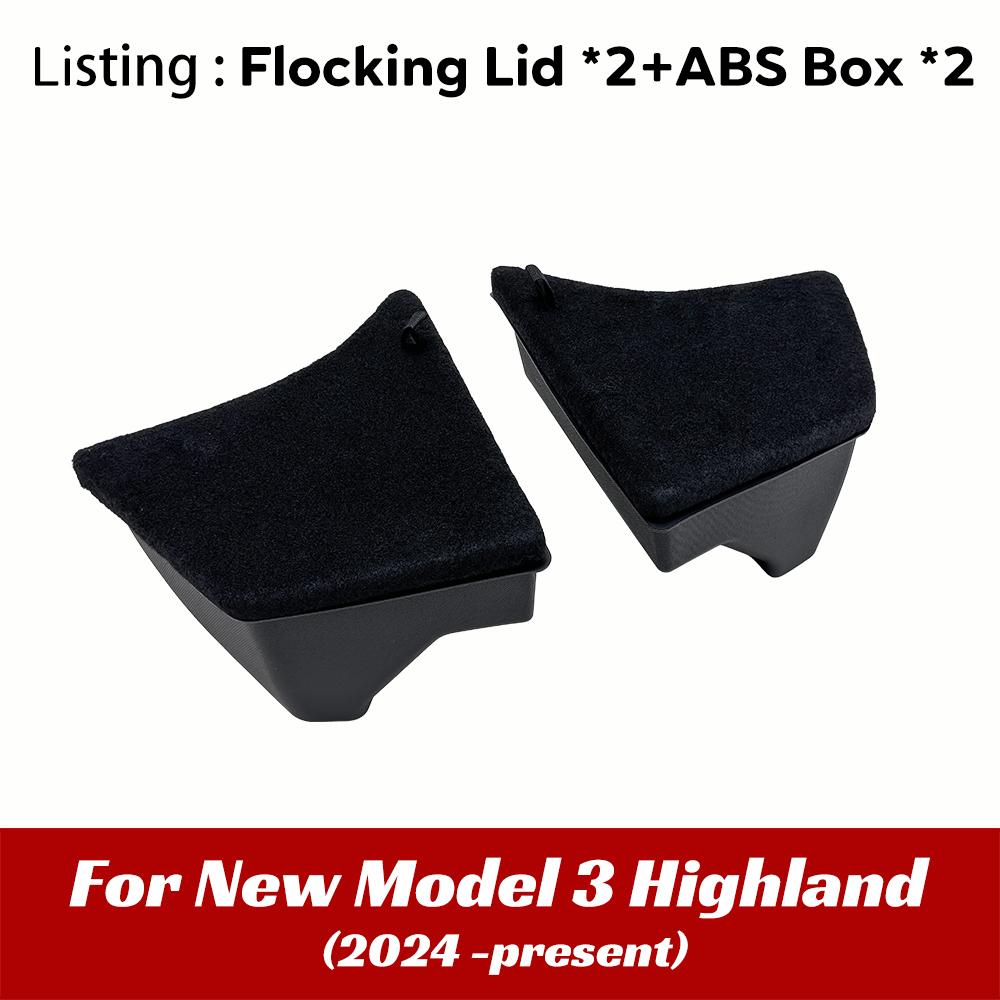 

For Tesla Model 3+ Highland 2024 Rear Trunk Side ABS Storage Box with Flocking lids чёрный