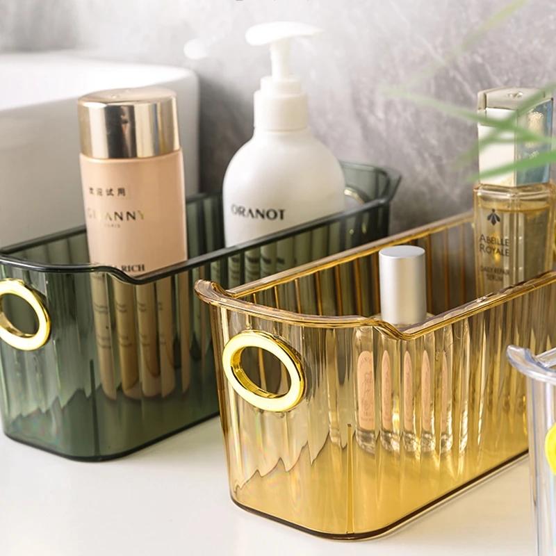 Luxuriöse Desktop-Aufbewahrungsbox Damen Make-up Aufbewahrungsorganizer Aufbewahrungsbehälter für Heimutensilien Kosmetikhalterbox Badezimmerzubehör