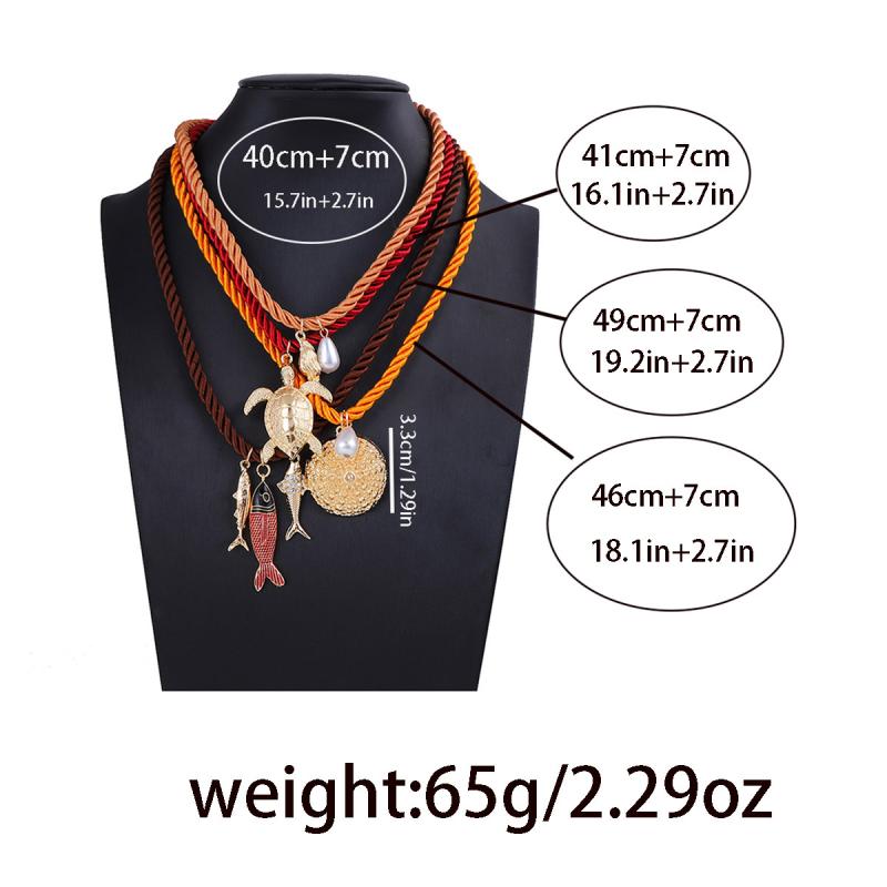 4Pcs/Set Ocean Elements Sea Turtle Fish-Shaped Pendant Necklaces For Women Fashion Holiday Party Jewelry Gifts