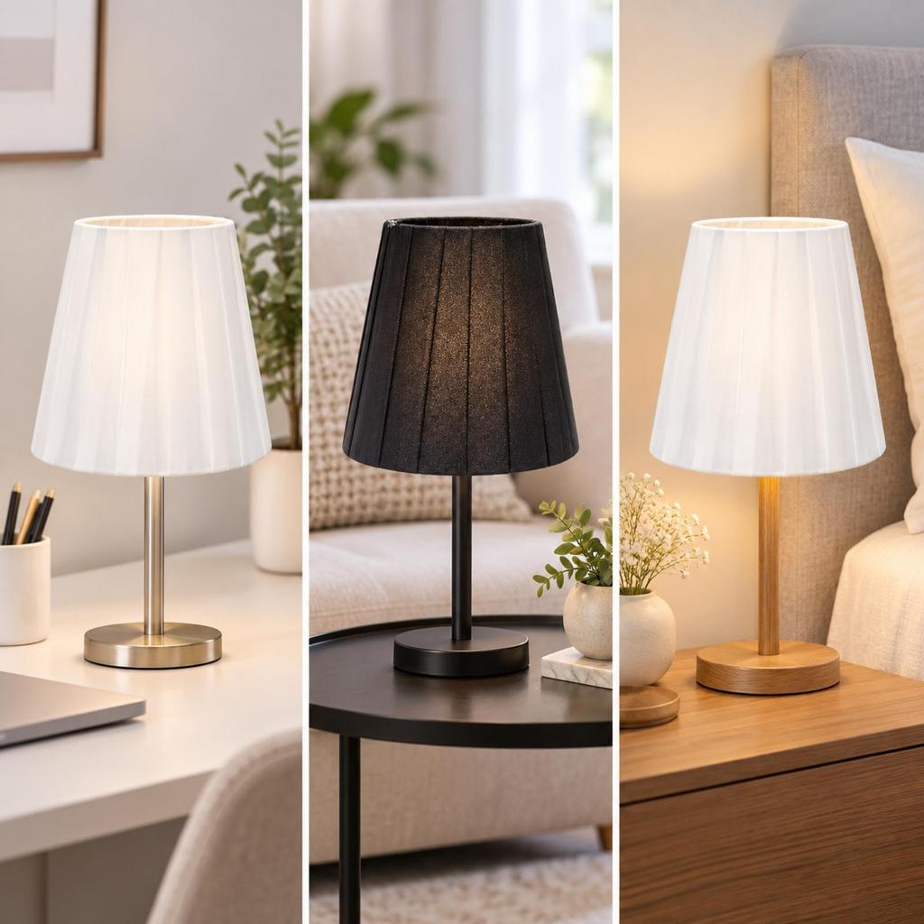 Lampshade with Clip-on Bulb Opening Cozy Pleated Material Modern