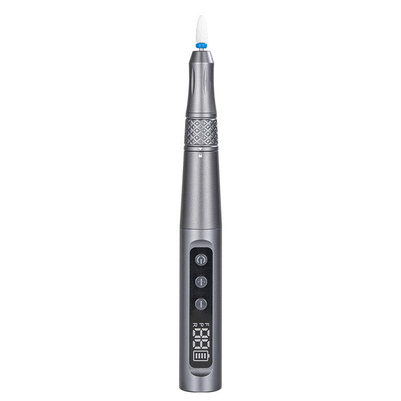 Electric Nail File & Polisher with Base Display - Pen-Style Manicure Grinding & Exfoliating Machine