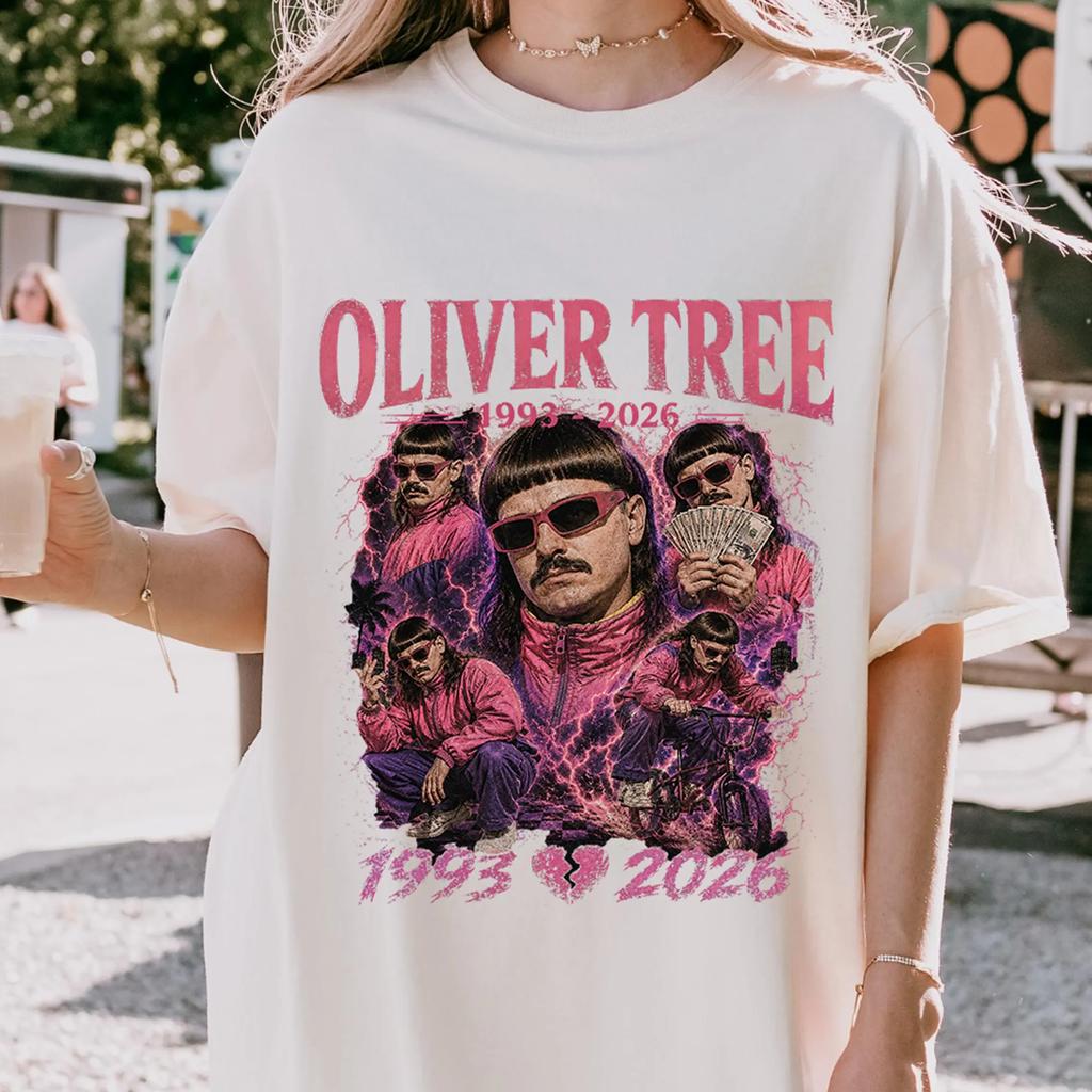 Oliver Tree Vintage Grafisch T-shirt Unisex Retro Rapzanger Katoen Korte Mouw Streetwear Casual Oversized T-shirt Tops