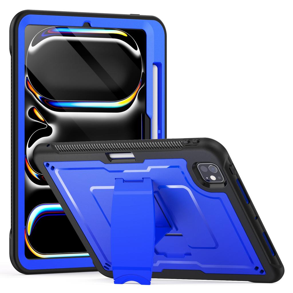 For iPad Pro 11 (2025)/11 (2024) Case PC + TPE Tablet Cover with Hidden Zinc Alloy Kickstand
