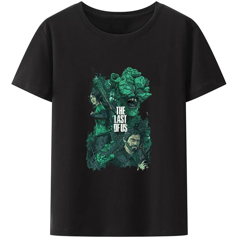 The Last of Us T Shirt UnisexBlack White Couple Fashion Tee Shirt Harajuku Casual Streetwear Retro Short-sleev O-neck Tops