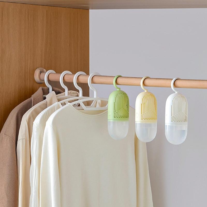 Clothes Dehumidification Box Reusable Hangings Dehumidifier Pack AntiMold with Water Collector&Hook for Wardrobe Closets
