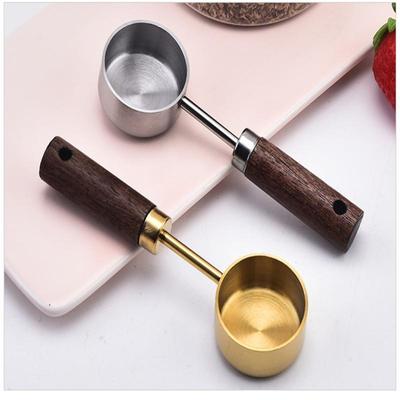 15Ml Ahşap Kahve Kaşığı Paslanmaz Çelik Uzun Saplı Ölçü Kaşığı Kahve İçin Yemek Kaşığı Mutfak Aleti Kafe Dekorasyonu