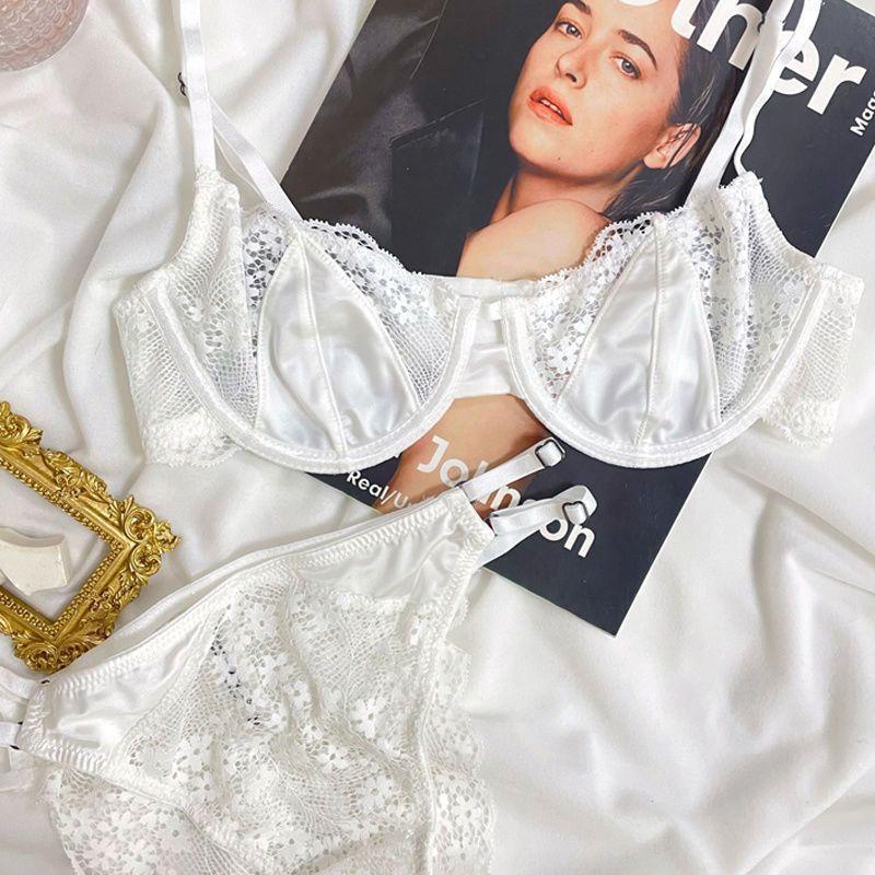 [People's Collection] Big breasts show small breasts, light half a cup of underwear in summer, women's French sexy, with steel rings gathering
