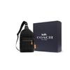 Coach West 20 Classic Logo Multifunction Pocket Zipper Fabric With Leather Shoulder Bag Crossbody Bag Chest Bag Small Men bags Khaki Black CO913-SVBK
