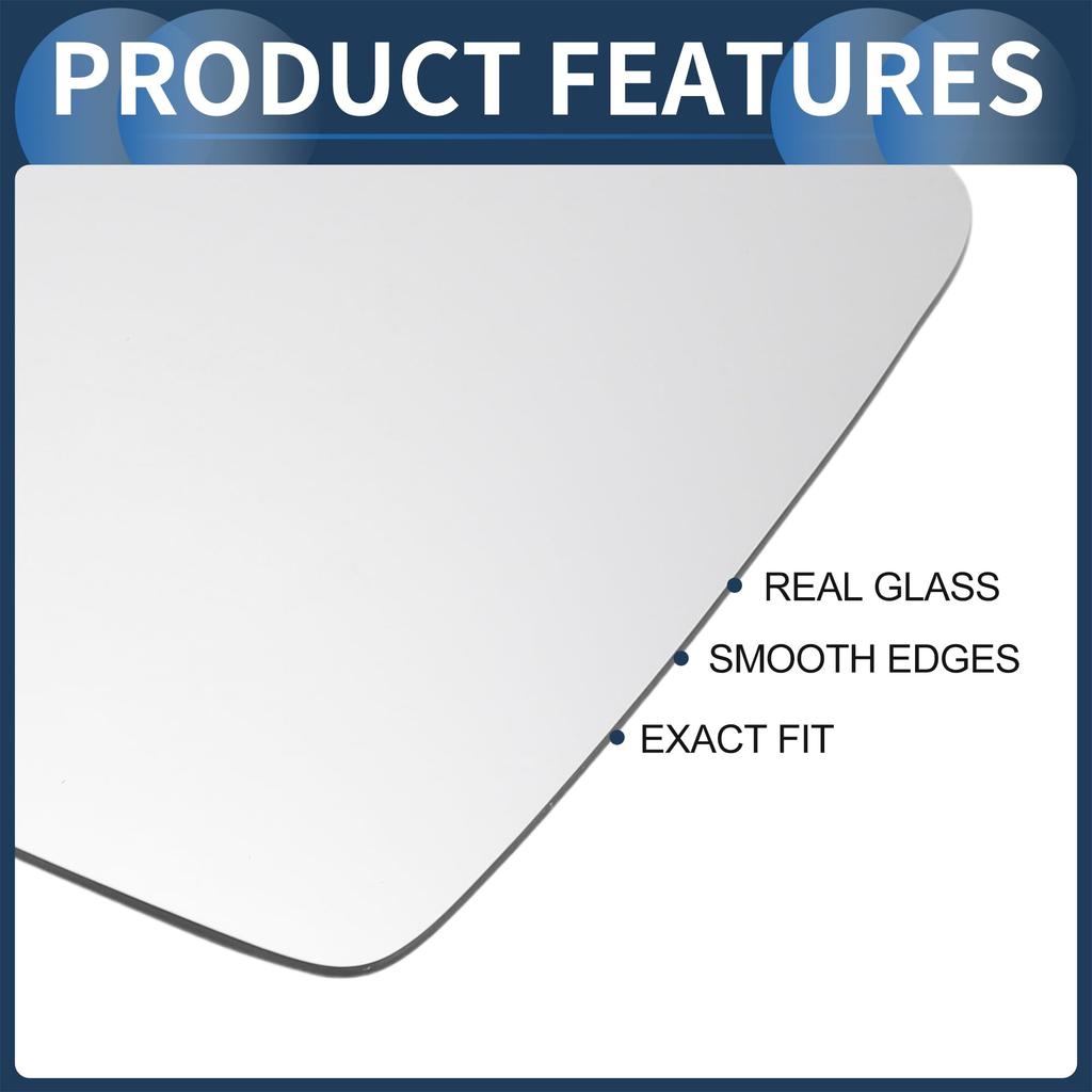 INFINAUTO Left Driver Side Mirror Glass Replacement with Back White Glass for Volkswagen Tiguan Plate, Convex, Heated, 2016-2021