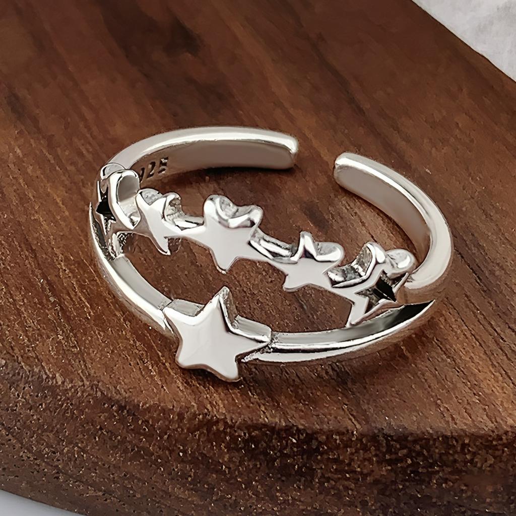 Sterling Silver Trend Arched Wide Ring For Female Geometry Punk Design Jewelry Asymmetric Gift Dropshipping