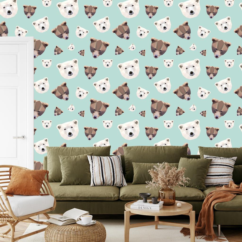 Geometric bears wallpaper for living room and bedroom 50x1000