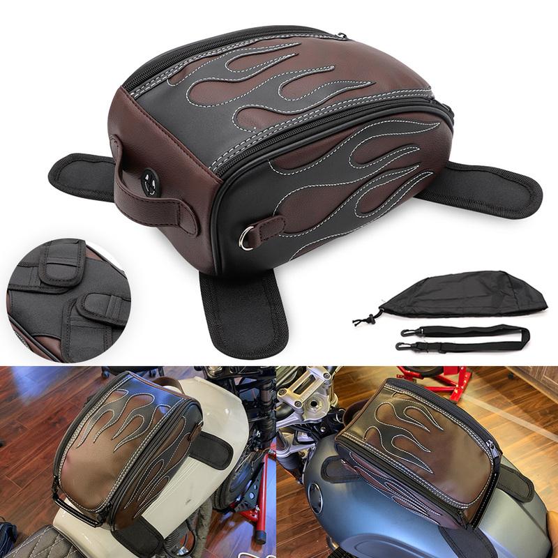 Motorcycle PU Leather Waterproof Oil Fuel Tank Magnetic Travel Bag for Honda CM500 Yamaha Suzuki Harley Sportster BMW