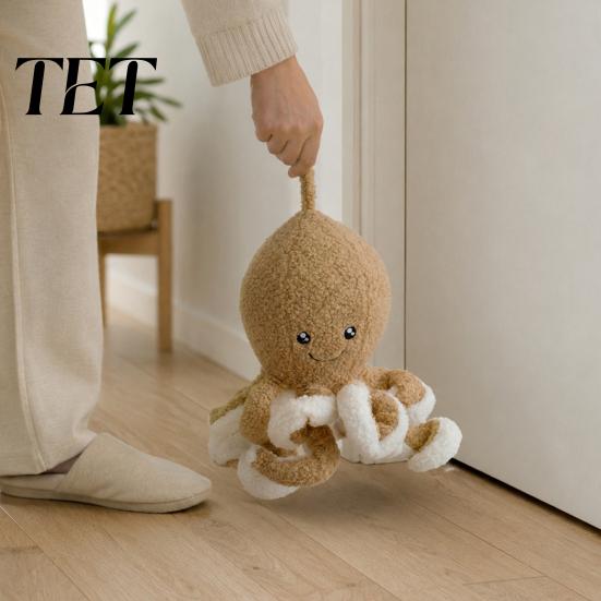 Child Proof Door Stop Plush Octopus Decorative Doorstop, Weighted Fabric Stopper for Home Marine Themed Wedge Office, Ocean Animal Floor Holder