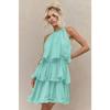 Vestido de Verano Nuevo Cuello Sin Mangas Tul de Gama Alta Borde con Volantes Temperamento Elegante