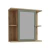 Bathroom Cabinet - Oak and Sage Green Decor - Mirror Holder - Shelves - W69.9 X D23.2 X H68.8 Cm
