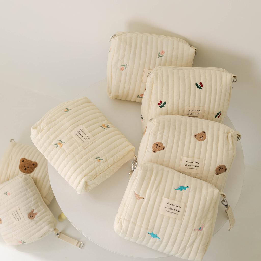 Ins Baumwolle Wickeltasche für Kinderwagen Hängetasche Babyartikel Windel Caddy Organizer Mama Tasche Reißverschluss Niedliche Frauen Make-Up Taschen Kinder