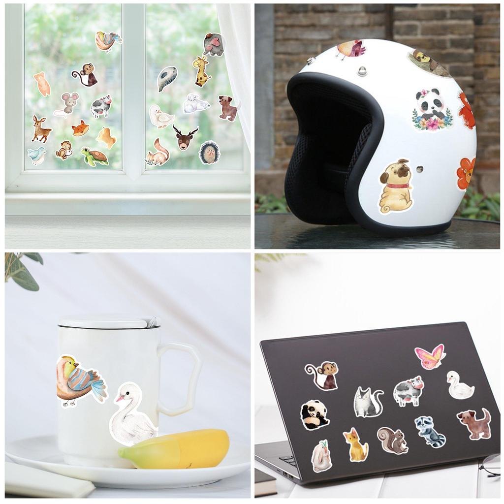 80pcs Cute Animal Stickers for Kids Cartoon Animals Decals On Water Bottle Laptop Scrapbook Watercolor Waterproof Vinyl Sticker