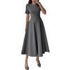 Temperament and Elegant Short-sleeved A-line Long Skirt Dress for Women's Autumn and Winter 2025