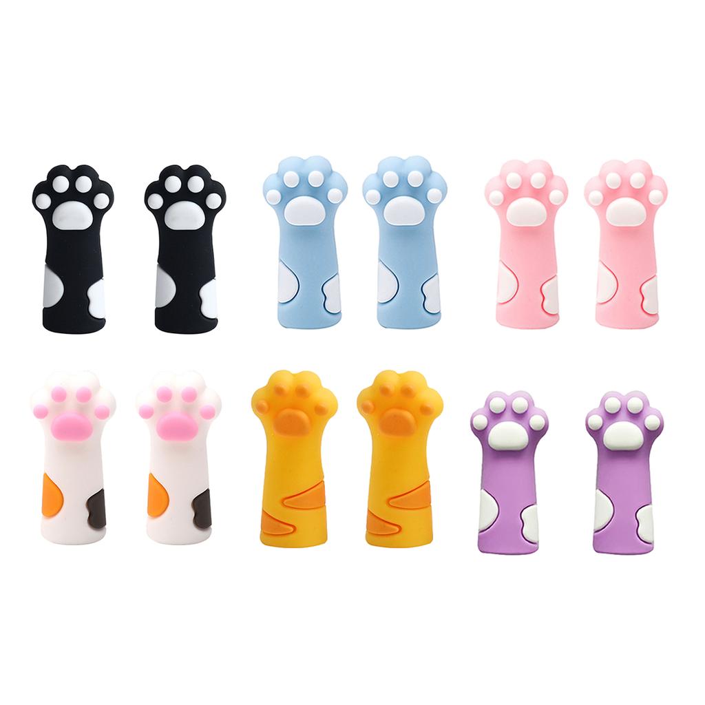 6PCS Cartoon Cats Claw Pencil Topper Silicone Pencil Caps Chewing-proof Silicone Pencil Tip Protector for Kid Student