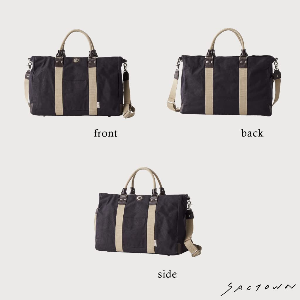 Hanpu Kobo Boston Bag [Men's Travel Bag, Boston Bag, Travel Bag, One-Two Day Trip, M Size, Canvas] 3x83 Black