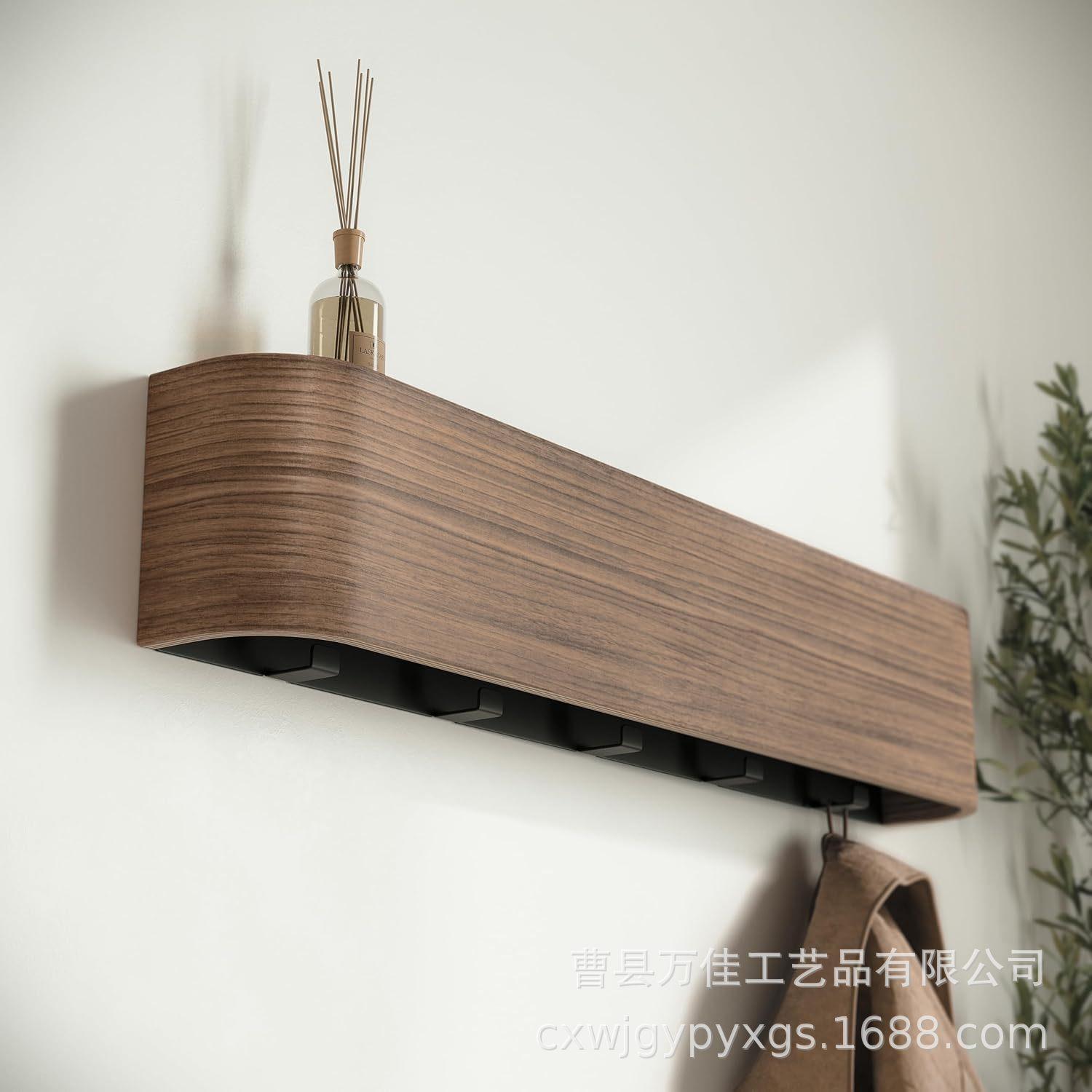 odern Wall Coat Rack with Hidden Hooks & Shelf. Space-Saving, Solid Wood & Iron. For Entryway, Hallway. Easy Assembly. 10.1x7.2x52.7cm