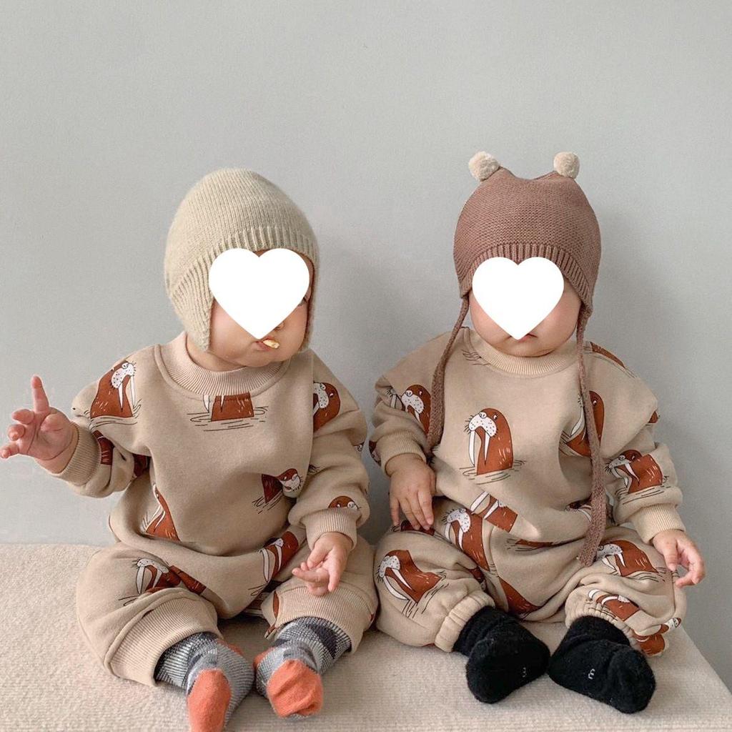 Herbst- & Winter-Cartoon-Fleece-Strampler für Babys - Gemütlicher Outdoor-Einteiler-Pullover
