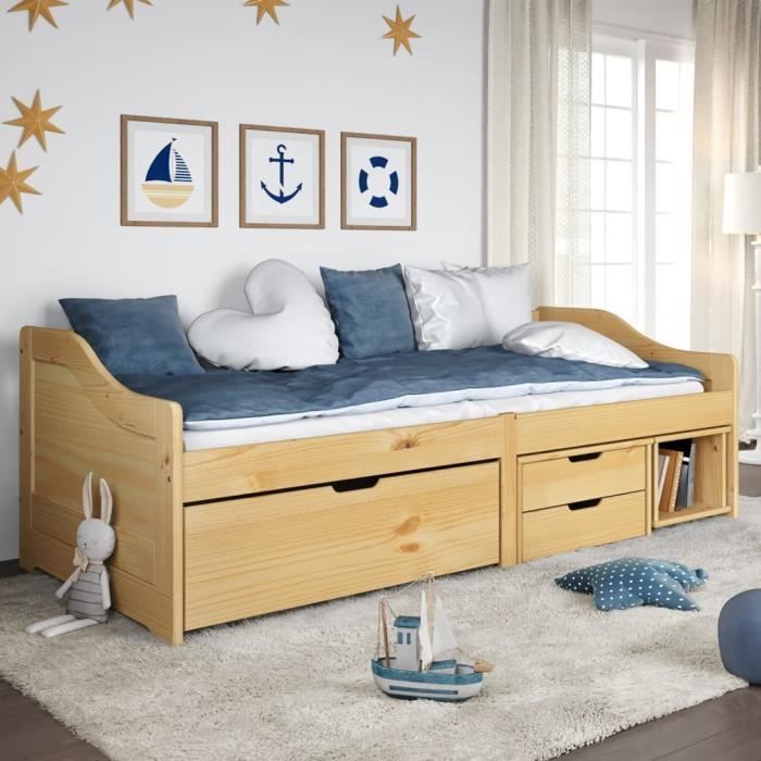 VidaXL Daybed with 3 Drawers IRUN 90x200 Cm Solid Pine Wood 3185213