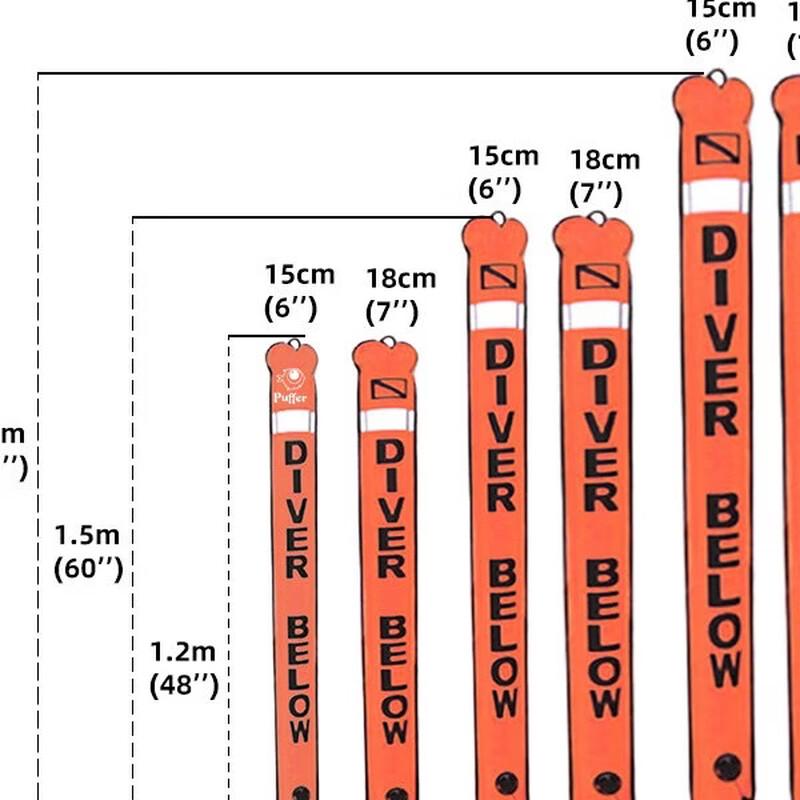 HOTDIVE Reflektierendes Nylon aufblasbares Tauch-SMB & Zubehör