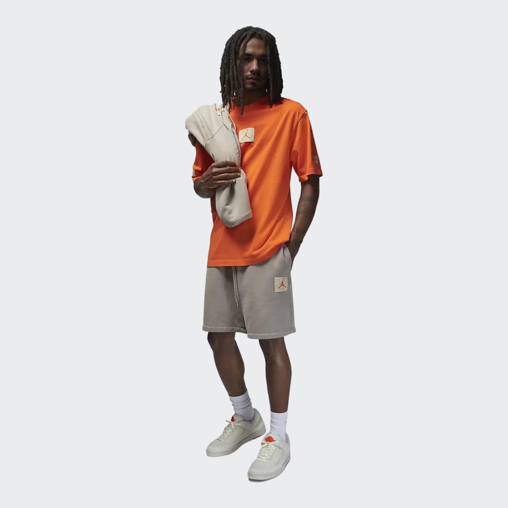 Jordan X Shelflife Logo Patch Crew Neck Short Sleeve T-Shirt Men Tops Orange DV7001-819