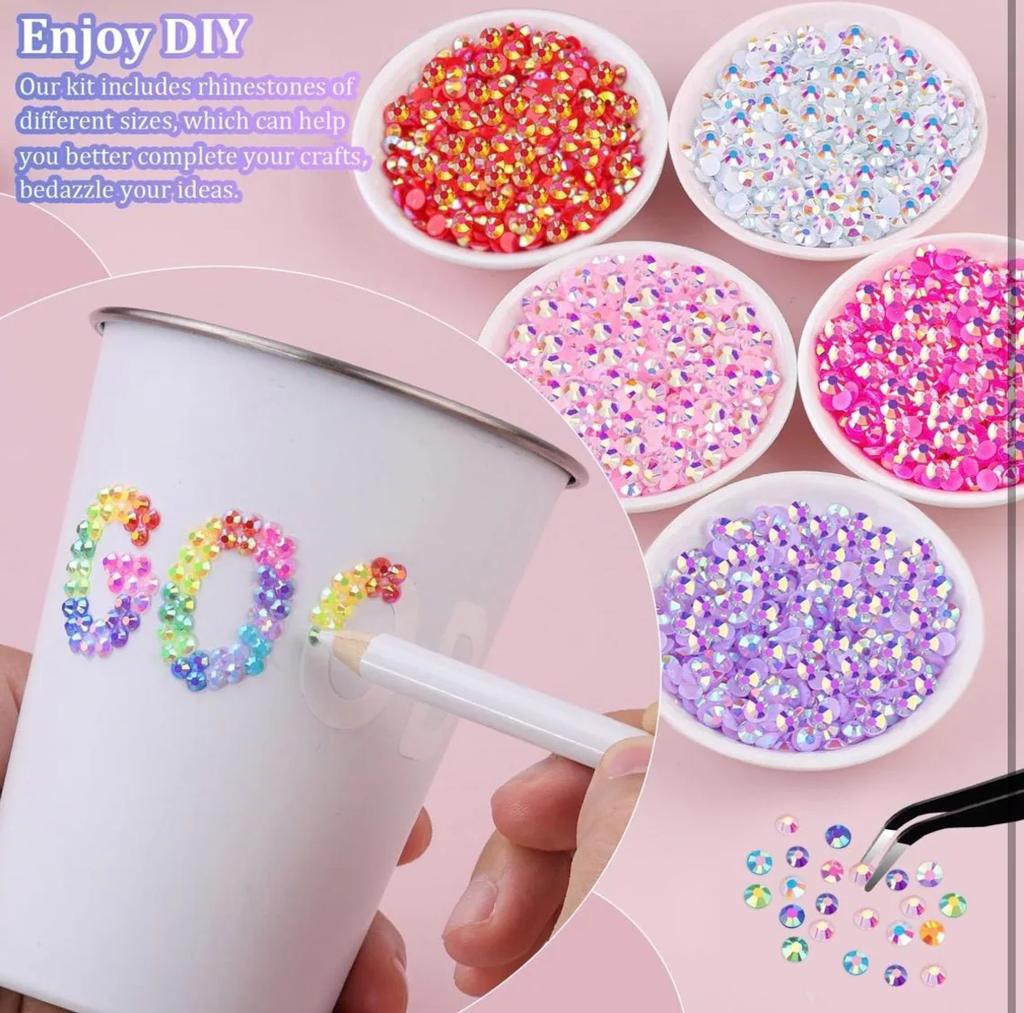 40Grids Round Resin Rhinestones Kit Color Glitter Gems DIY 3D Nail Art Decoration Accessories for Nail Design DIY Clothing