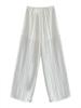 LUXI Women's Tencel Linen Elastic Waist Wide-Leg Summer Pants