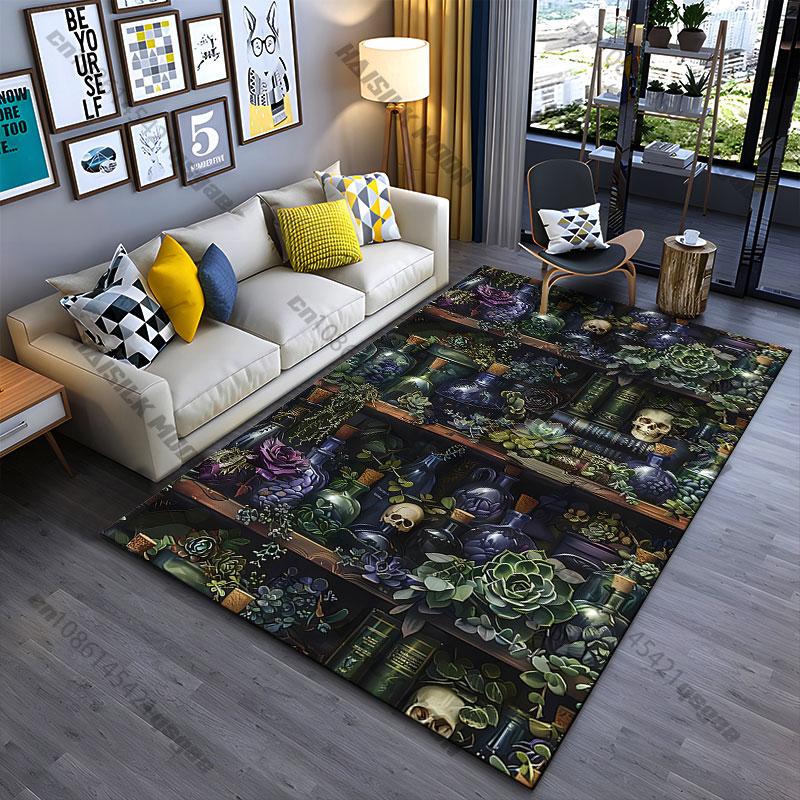 Mysterious bottles plants skulls carpet Yoga living room room decor children's crawling mat doormat area rug games mat