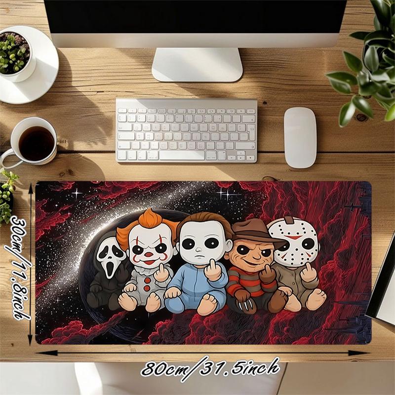 1Pc Horror Icons Space Gaming Mouse Pad Keyboard Desk Mat Non-slip Rubber Lock Edge Waterproof Computer Mousepad for Office Home Decor Y1336