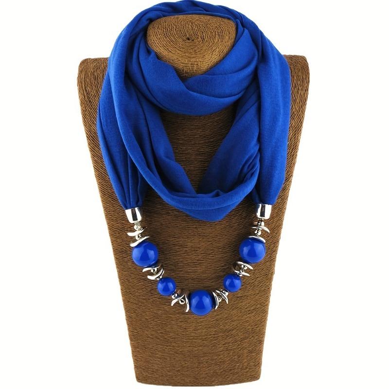 9 Colors Beads Pendant Scarf Unique Resin Beaded Necklace Scarf Boho Style Thin Breathable Scarf For Women