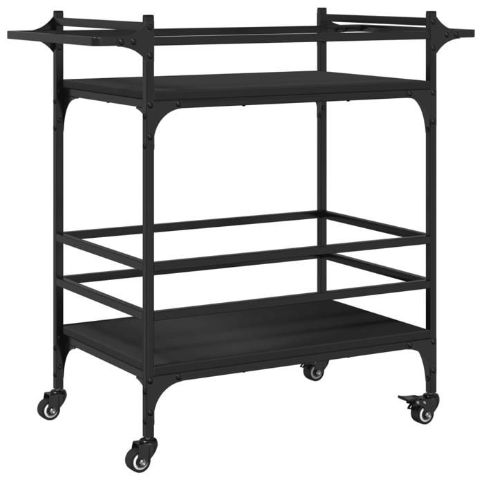 VidaXL Kitchen Trolley, Shelf with Wheels, Service Cart, Indoor Living Room Bathroom Storage Furniture, Black 842361