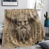 Viking Warrior Pattern Flannel Blanket, High Quality Comfortable for All Seasons, Home Decor, Warmth and Comfort, Perfect for Gifts.